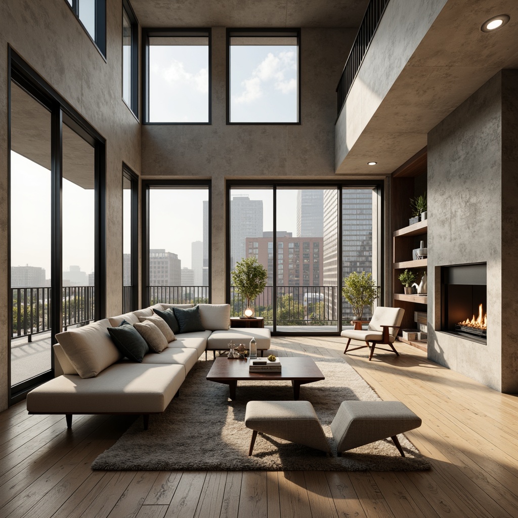 Prompt: Open-plan living area, minimal walls, functional zones, flowing curves, natural light, airy atmosphere, wooden flooring, modern furniture, sleek lines, hidden storage, smart home technology, wireless charging stations, floor-to-ceiling windows, sliding glass doors, urban loft style, industrial chic decor, metallic accents, cozy reading nooks, plush area rugs, task-oriented lighting, 1/1 composition, shallow depth of field, warm softbox lighting.