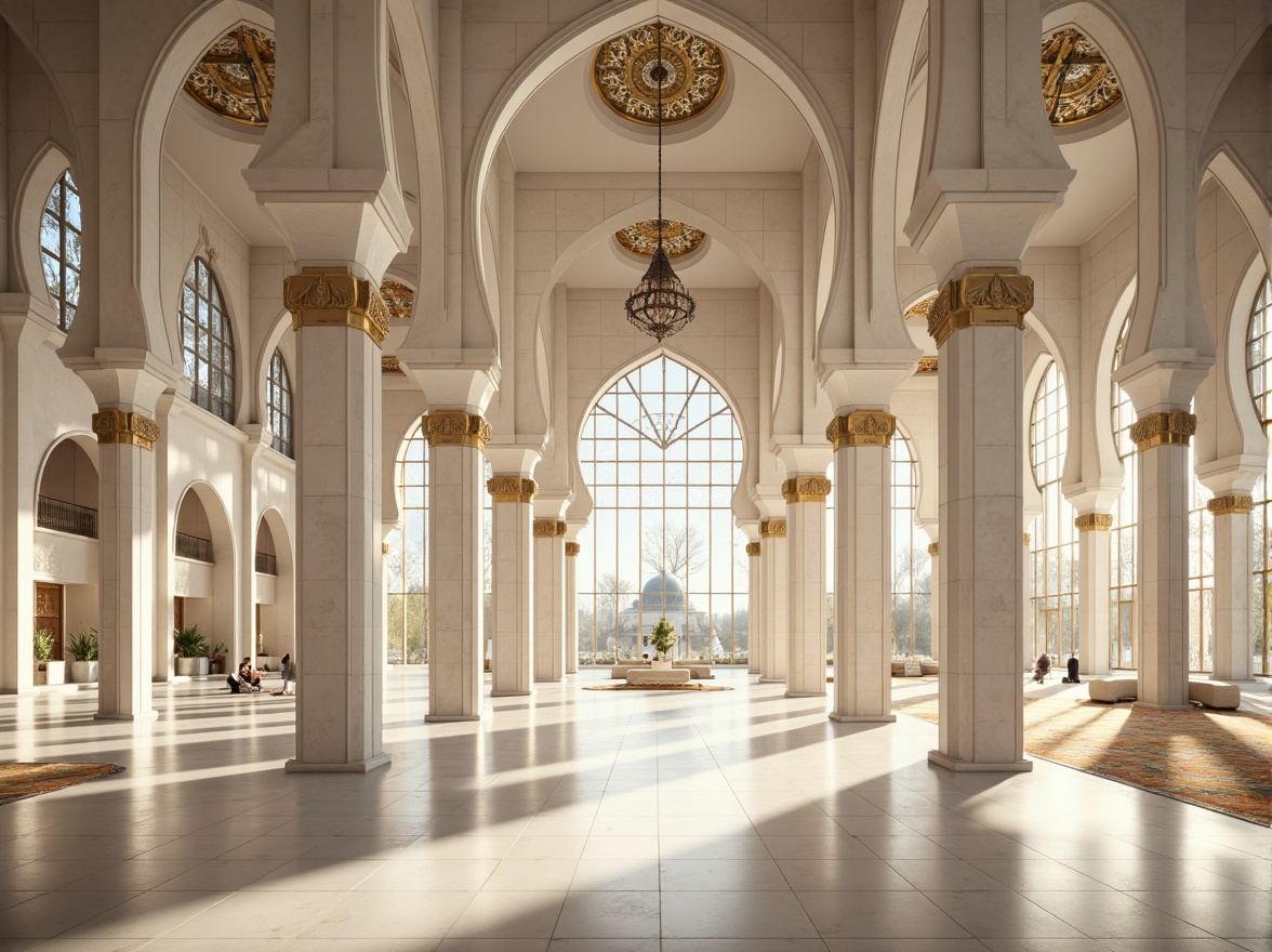 Prompt: Minimalist mosque, clean lines, geometric shapes, white marble columns, vaulted ceilings, stained glass windows, ornate chandeliers, intricate Arabic calligraphy, spiritual ambiance, warm natural light, soft shadows, 1/1 composition, symmetrical framing, high contrast ratio, cinematic color grading, realistic textures, ambient occlusion.Let me know if this meets your requirements!