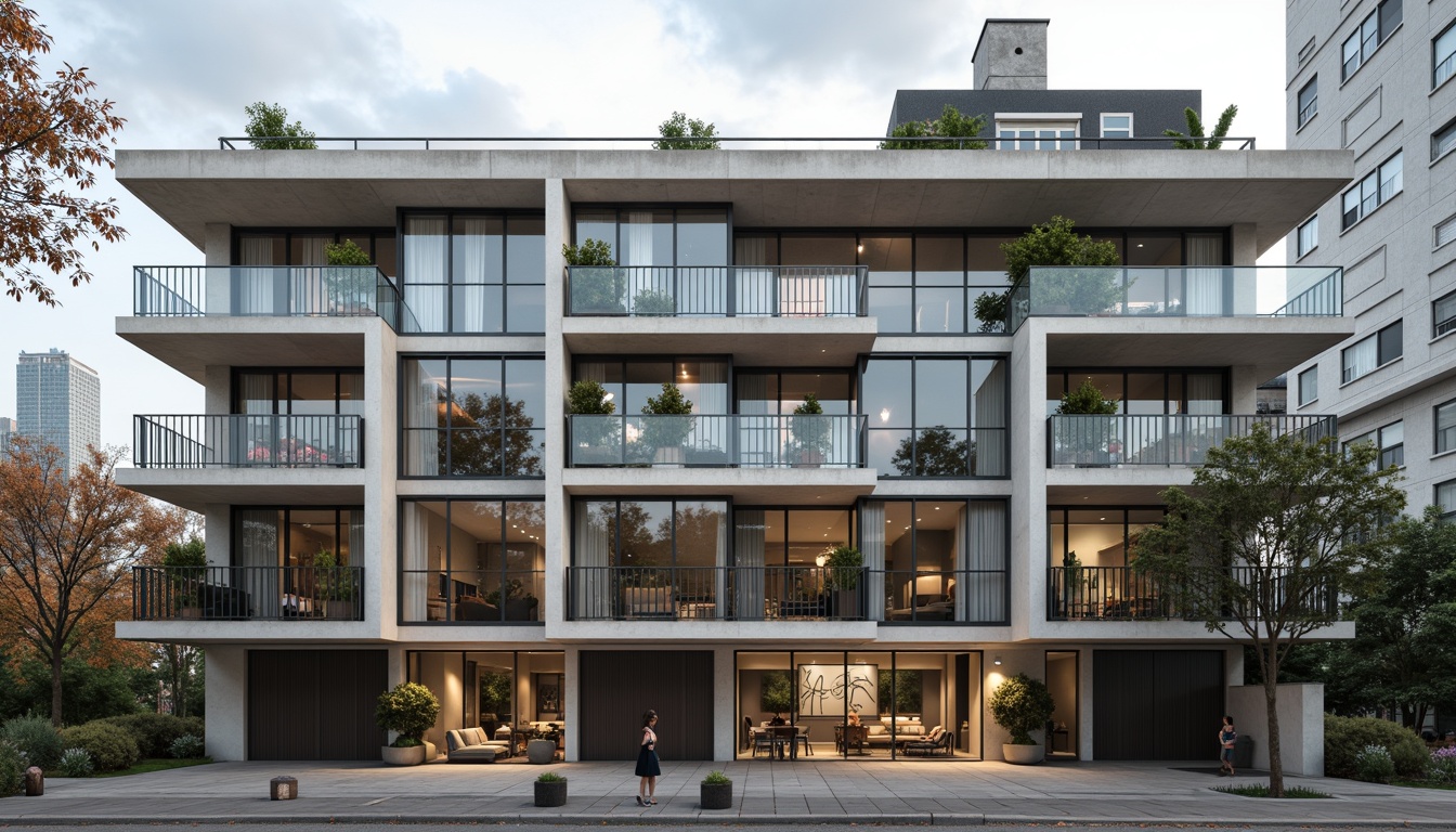 Prompt: Urban apartment building, modernist facade, clean lines, minimal ornamentation, large windows, sliding glass doors, balconies with steel railings, concrete floors, industrial-chic decor, abstract art installations, urban skyline views, cloudy day, soft natural light, shallow depth of field, 1/2 composition, vertical framing, realistic textures, ambient occlusion.Please let me know if this meets your requirements!