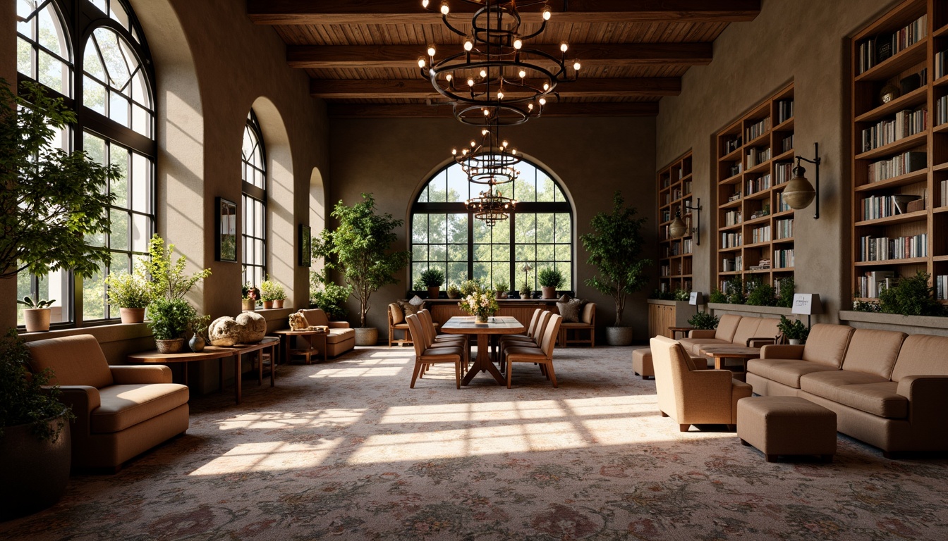 Prompt: Cozy reading nooks, comfortable seating areas, warm wooden shelves, vintage book collections, soft natural lighting, calm atmosphere, minimalist decor, earthy color palette, plush carpets, elegant chandeliers, classic architectural details, peaceful ambiance, inviting corners, floor-to-ceiling windows, abundant greenery, modern furniture designs, geometric patterns, subtle textures, 1/1 composition, warm tone lighting, shallow depth of field.