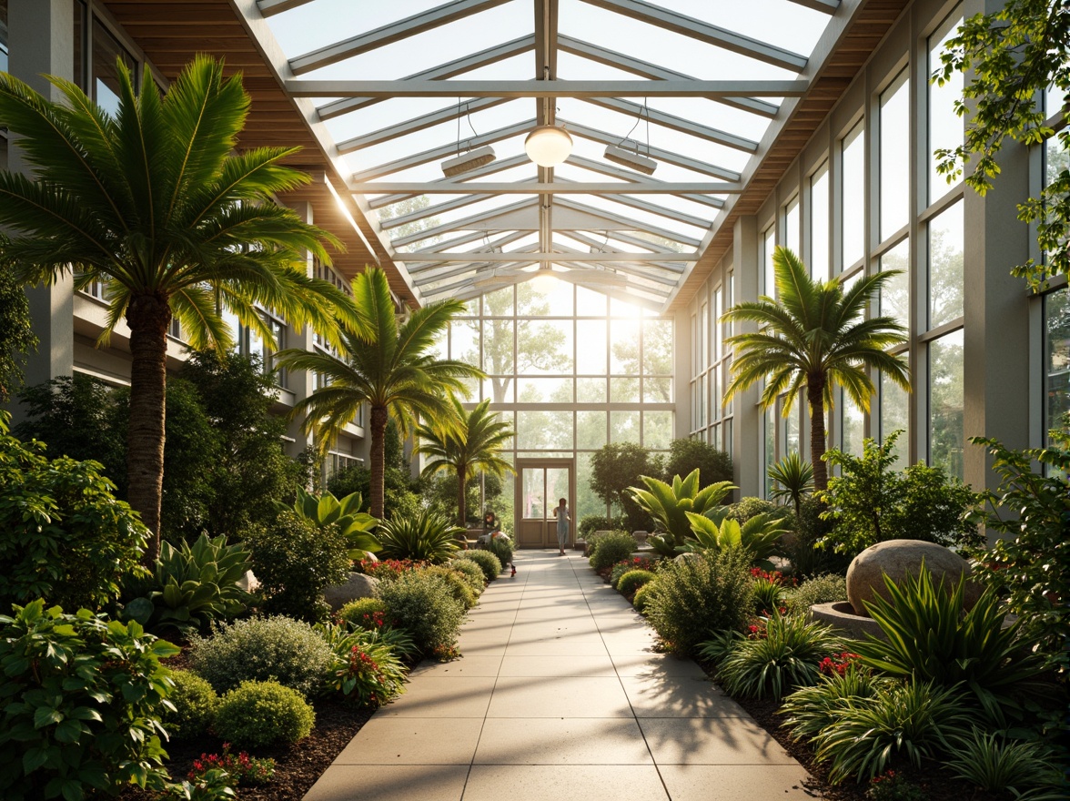 Prompt: Vibrant greenhouse interior, lush tropical plants, warm natural light, soft pastel hues, calming ambiance, organic textures, wooden accents, earthy tones, misting system, humid atmosphere, airy circulation, modern minimalist architecture, sleek metal frames, transparent glass walls, panoramic views, shallow depth of field, 1/1 composition, realistic reflections, ambient occlusion.