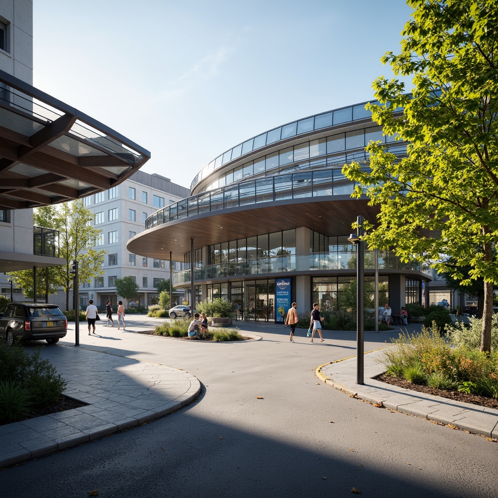 Prompt: Futuristic bus station, curved roofline, translucent canopy, solar panels, green roofs, eco-friendly materials, angular steel beams, minimalist design, natural ventilation systems, clerestory windows, abundant daylight, soft warm lighting, shallow depth of field, 3/4 composition, panoramic view, realistic textures, ambient occlusion.