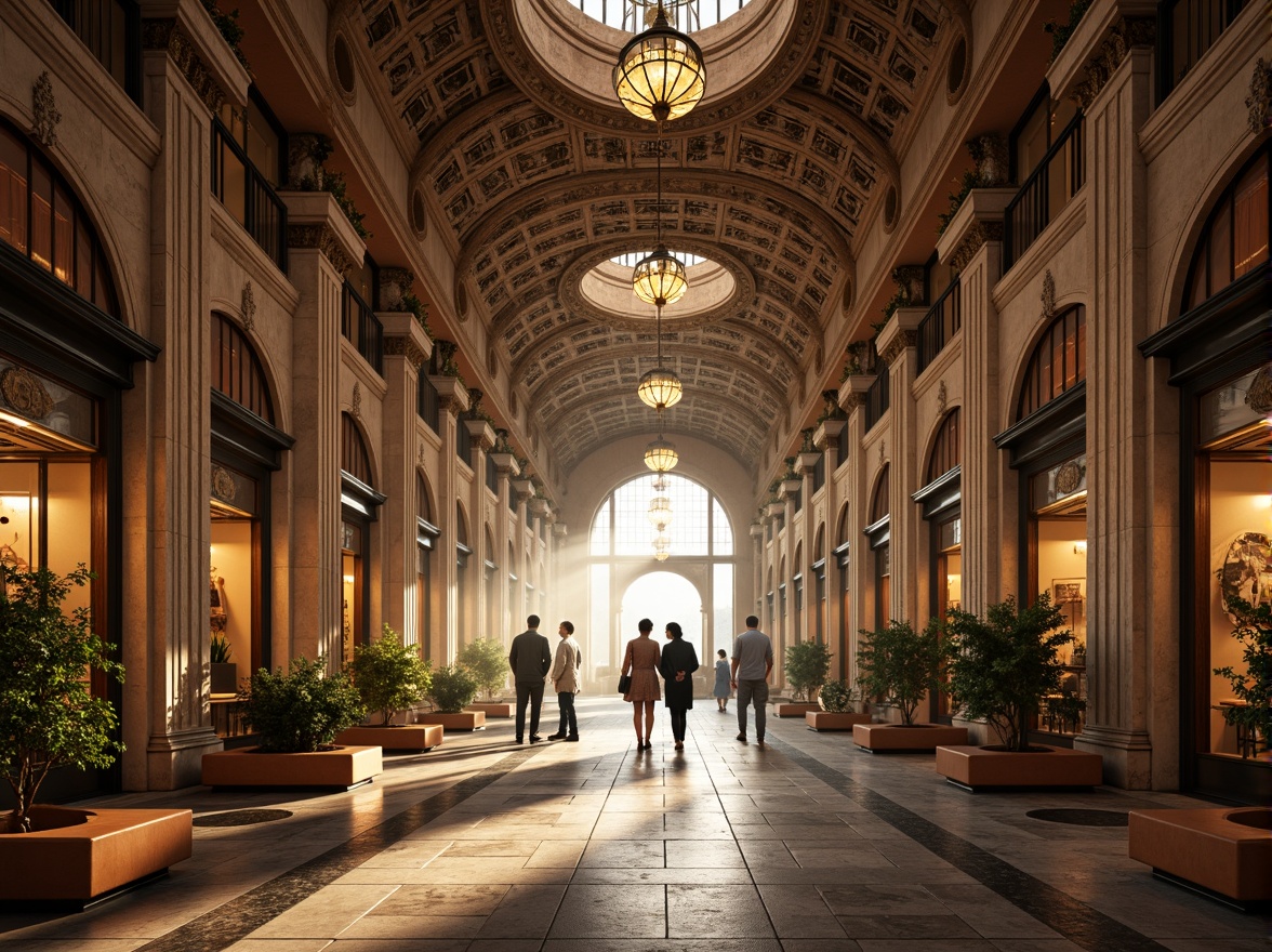 Prompt: Grandiose market hall, ornate Corinthian columns, intricately carved marble facades, rusticated stone walls, arched windows, ornamental metalwork, lavish chandeliers, polished granite floors, symmetrical composition, warm golden lighting, subtle atmospheric fog, shallow depth of field, 1/1 composition, realistic textures, ambient occlusion.