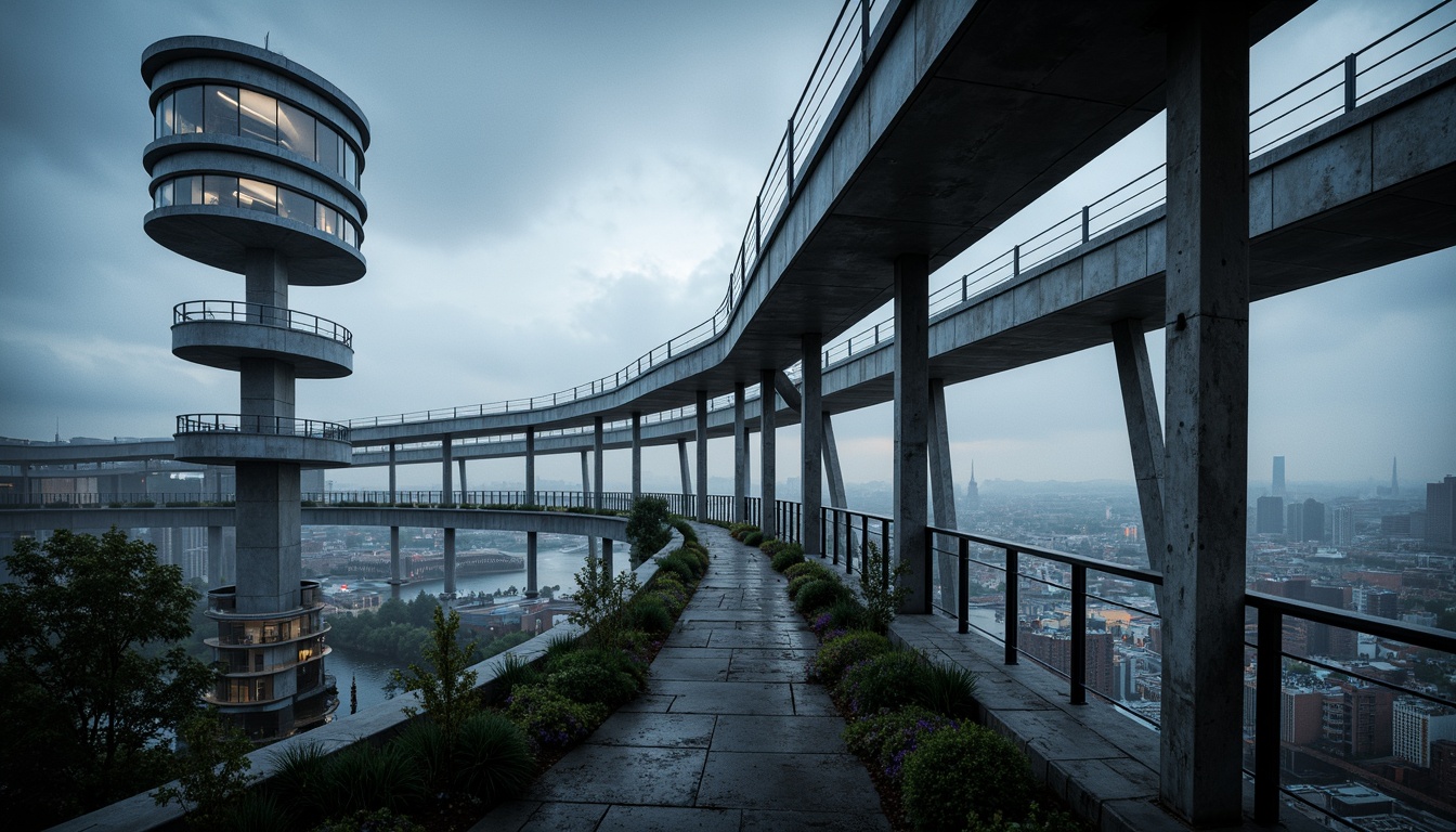 Prompt: Sleek watchtower, modernist architecture, steel beams, reinforced concrete, cantilevered balconies, minimalist design, clean lines, geometric shapes, industrial materials, urban landscape, cityscape view, atmospheric perspective, dramatic lighting, 3/4 composition, shallow depth of field, realistic textures, ambient occlusion.