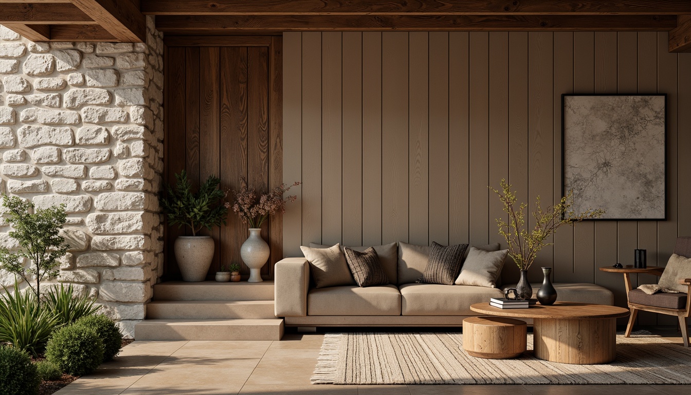 Prompt: Rough stone walls, rustic wooden planks, smooth metallic sheets, glossy glass panels, woven fabric patterns, intricate ceramic tiles, natural earthy tones, warm ambient lighting, shallow depth of field, 3/4 composition, realistic textures, ambient occlusion.