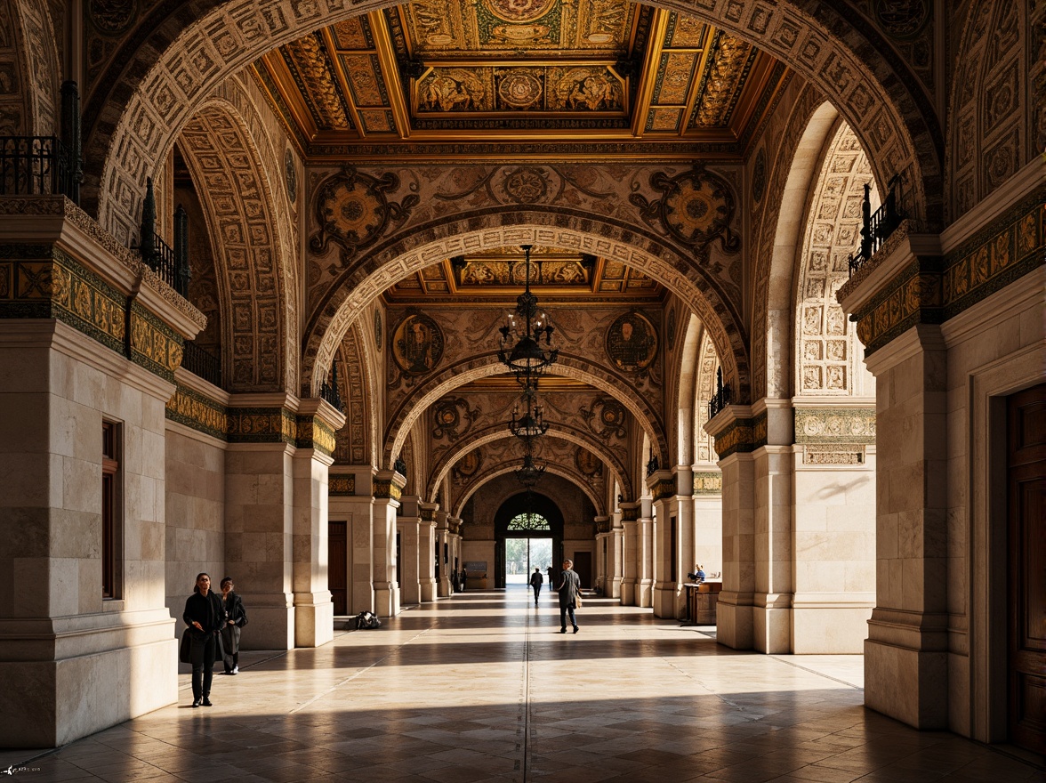 Prompt: Intricate arches, ornate mosaics, golden domes, rustic stone walls, ancient Byzantine patterns, richly textured fabrics, lavish chandeliers, grand entranceways, majestic columns, polished marble floors, soft warm lighting, shallow depth of field, 1/1 composition, realistic textures, ambient occlusion.