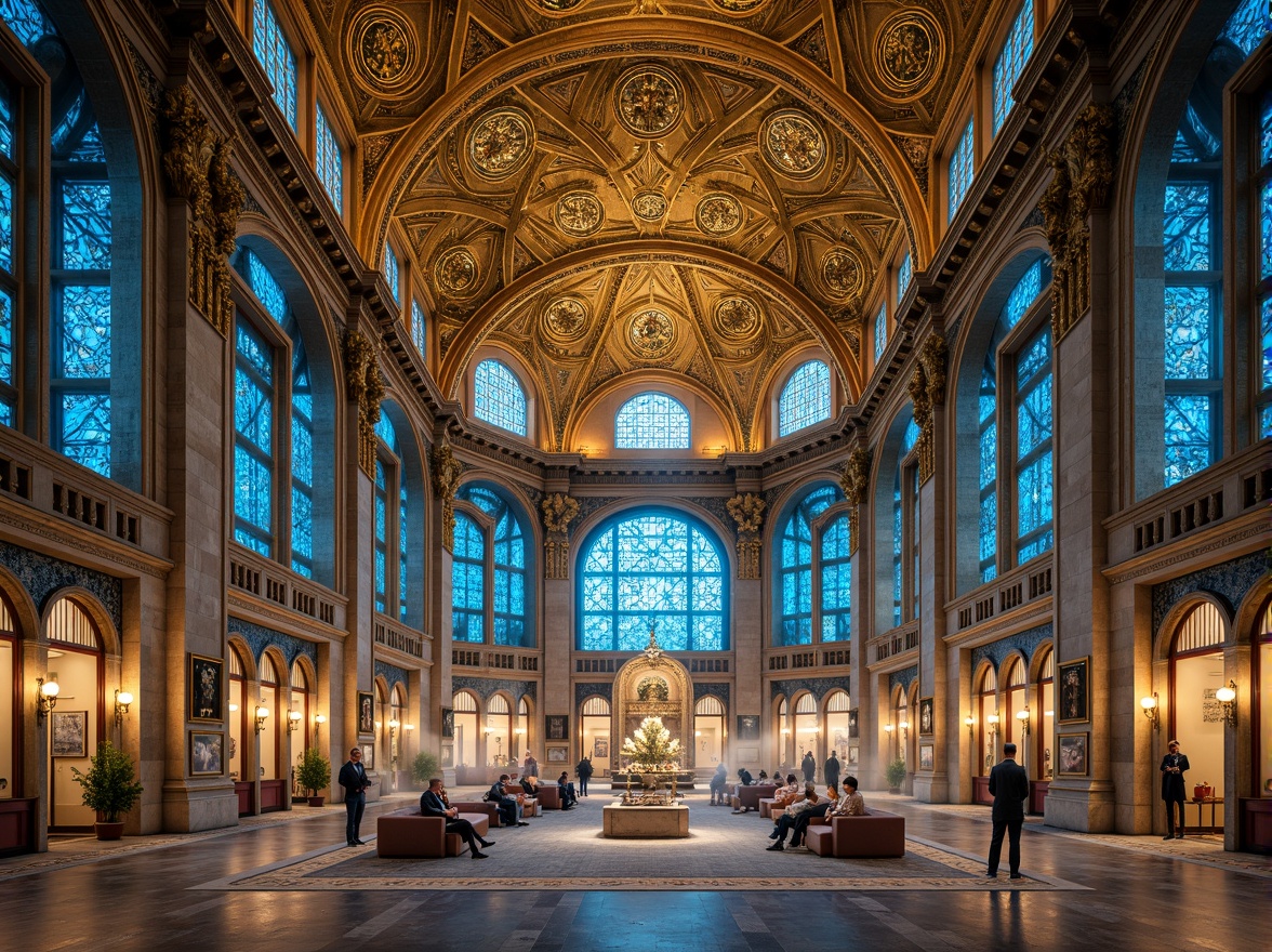 Prompt: Intricate Byzantine architecture, ornate golden domes, vibrant azure hues, rich jewel-toned mosaics, luxurious marble floors, elaborate stone carvings, regal archways, grandiose ceilings, mystical ambiance, warm soft lighting, shallow depth of field, 1/1 composition, realistic textures, ambient occlusion, subtle atmospheric fog.