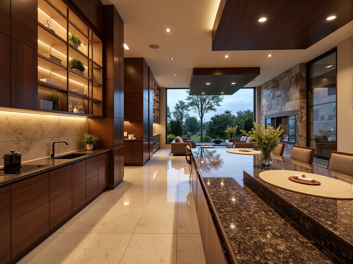 Prompt: Luxurious interior, polished granite countertops, rich earthy tones, natural stone textures, high-gloss finishes, sophisticated modern architecture, elegant residential design, spacious open-plan living, warm ambient lighting, soft shadows, 1/1 composition, realistic reflections, detailed normal maps.