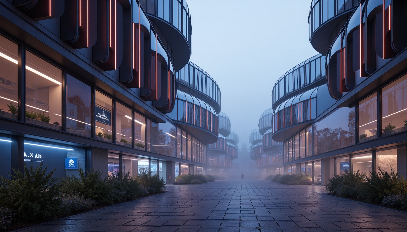 Prompt: Curved, organic forms, modular components, repeating patterns, futuristic architecture, sleek metal surfaces, iridescent colors, glowing accents, neon lights, atmospheric mist, foggy ambiance, soft box lighting, shallow depth of field, 1/2 composition, wide-angle lens, realistic reflections, ambient occlusion.