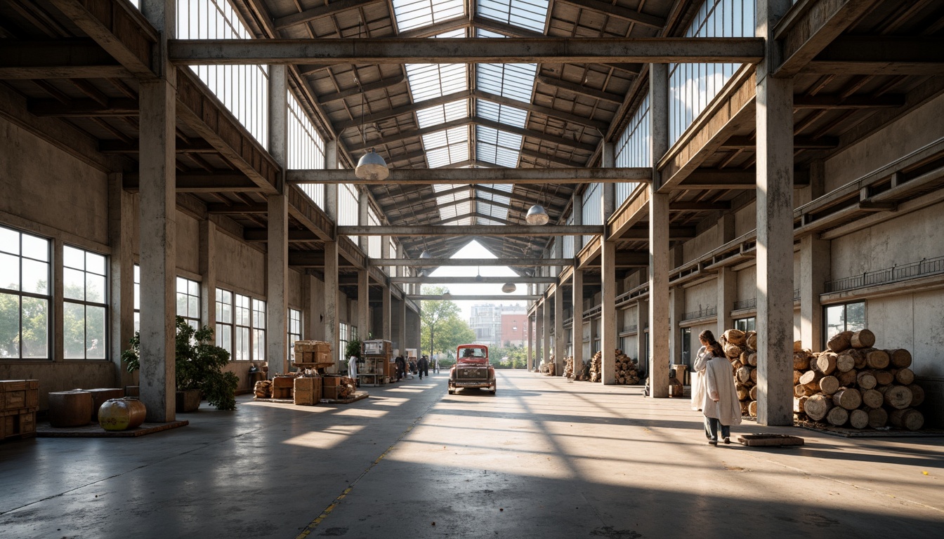 Prompt: Industrial warehouse interior, exposed steel framework, robust columns, sturdy beams, metallic latticework, reinforced concrete foundations, high ceilings, open spaces, natural light pouring in, minimalist decor, functional aesthetics, industrial chic ambiance, warm color palette, softbox lighting, shallow depth of field, 1/2 composition, realistic textures, ambient occlusion.