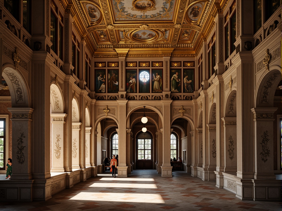 Prompt: Intricate arches, ornate carvings, golden mosaics, majestic domes, grand entranceways, rustic stone walls, ornamental columns, vibrant frescoes, intricate capitals, sacred icons, mystical ambiance, warm soft lighting, shallow depth of field, 1/1 composition, symmetrical view, realistic textures, ambient occlusion.