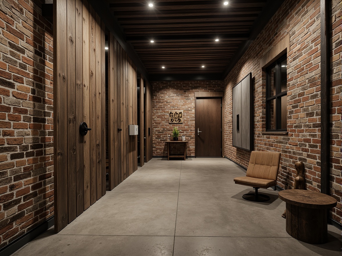 Prompt: Rough stone walls, distressed wood panels, rustic metal accents, intricate brick patterns, natural earth tones, weathered concrete surfaces, industrial chic aesthetic, atmospheric misty lighting, shallow depth of field, 3/4 composition, realistic textures, ambient occlusion.