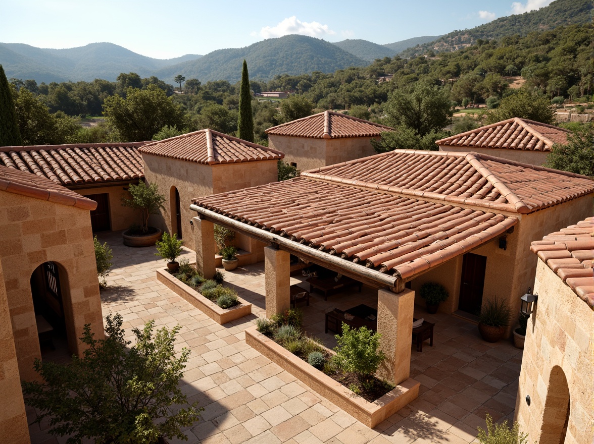 Prompt: Rustic village, traditional earthenware tiles, curved clay roofs, wooden beam structures, natural stone walls, earthy color palette, Mediterranean landscape, olive groves, cypress trees, warm sunny day, soft diffused lighting, shallow depth of field, 2/3 composition, intimate close-up shots, realistic textures, ambient occlusion.Please let me know if this meets your requirements!