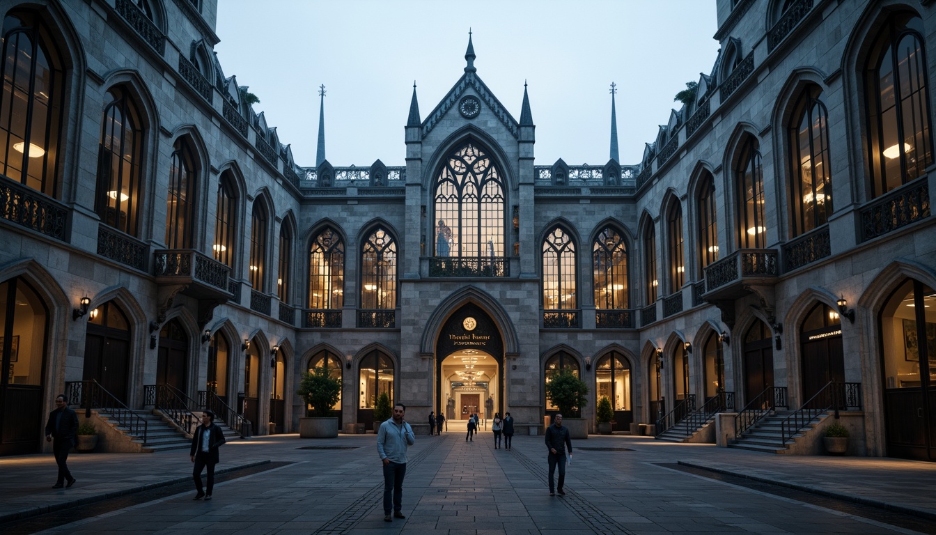 Prompt: Grandiose Gothic soccer stadium, intricately carved stone facades, pointed arches, ribbed vaults, flying buttresses, ornate gargoyles, stained glass windows, majestic entrance gates, grand staircases, imposing towers, dramatic lighting effects, misty evening atmosphere, atmospheric fog, cinematic composition, low-angle shot, symmetrical framing, rich textures, detailed stonework, ancient-inspired architectural elements.