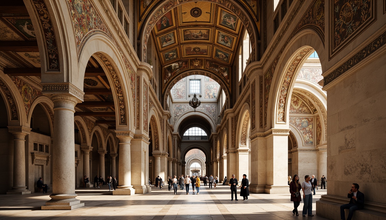 Prompt: Intricate stone carvings, ornate arches, grand domes, golden mosaics, vibrant frescoes, ornamental columns, majestic bell towers, richly textured stonework, warm earthy tones, soft natural lighting, high contrast shadows, 1/1 composition, symmetrical balance, realistic textures, ambient occlusion.