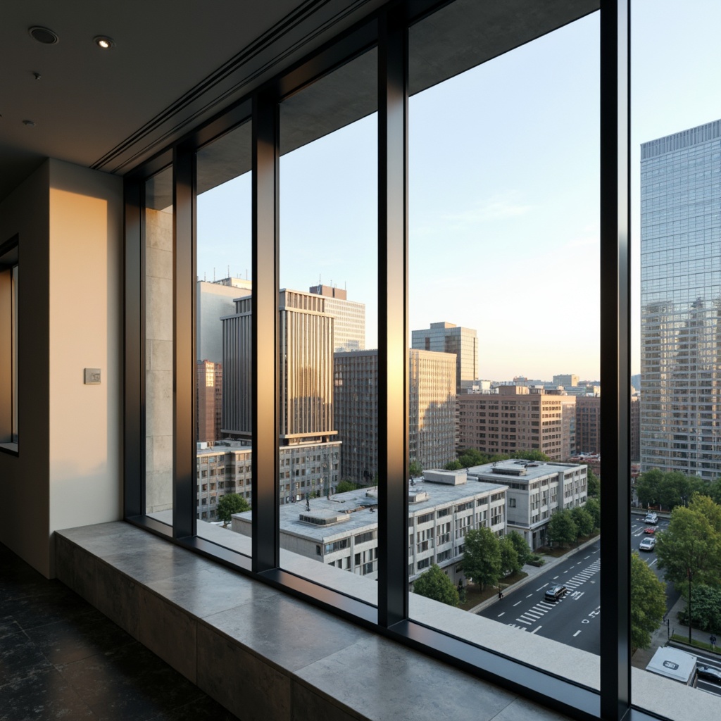 Prompt: Modern windows, sleek frames, transparent glass, minimal mullions, scenic views, natural light, airy atmosphere, bright interiors, reflected sunlight, urban landscape, cityscape, skyscrapers, bustling streets, vibrant colors, soft warm lighting, shallow depth of field, 1/2 composition, panoramic view, realistic textures, ambient occlusion.