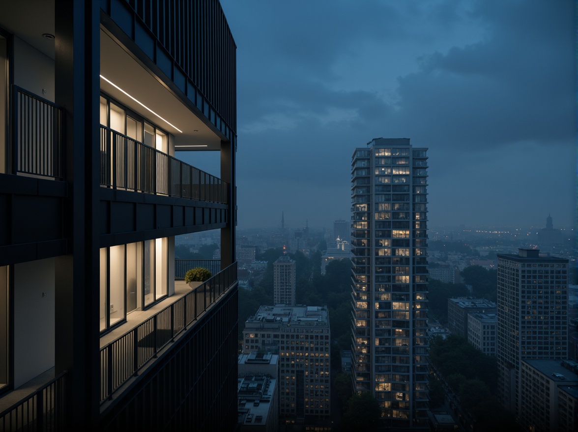 Prompt: Sleek watching towers, modernist architecture, steel frames, glass facades, cantilevered floors, minimalist design, clean lines, geometric shapes, functional simplicity, industrial materials, urban landscape, cityscape views, dramatic nighttime lighting, high-contrast shadows, atmospheric mist, 1/2 composition, low-angle shot, cinematic mood, detailed textures, ambient occlusion.