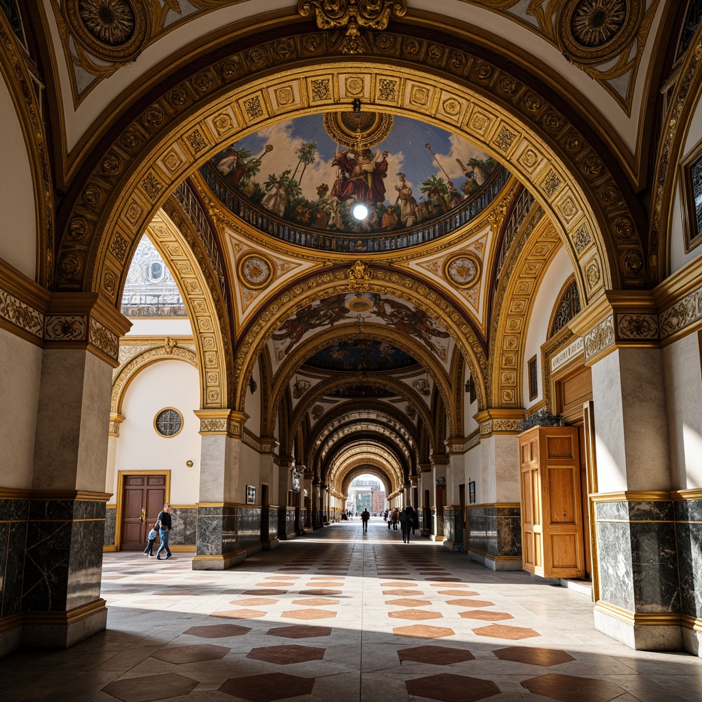 Prompt: Intricate arches, ornate Byzantine details, golden mosaics, vaulted ceilings, grand entrances, marble columns, ornamental capitals, patterned stone floors, vibrant frescoes, rich textiles, majestic domes, warm afternoon light, soft shadows, shallow depth of field, 1/1 composition, realistic textures, ambient occlusion.