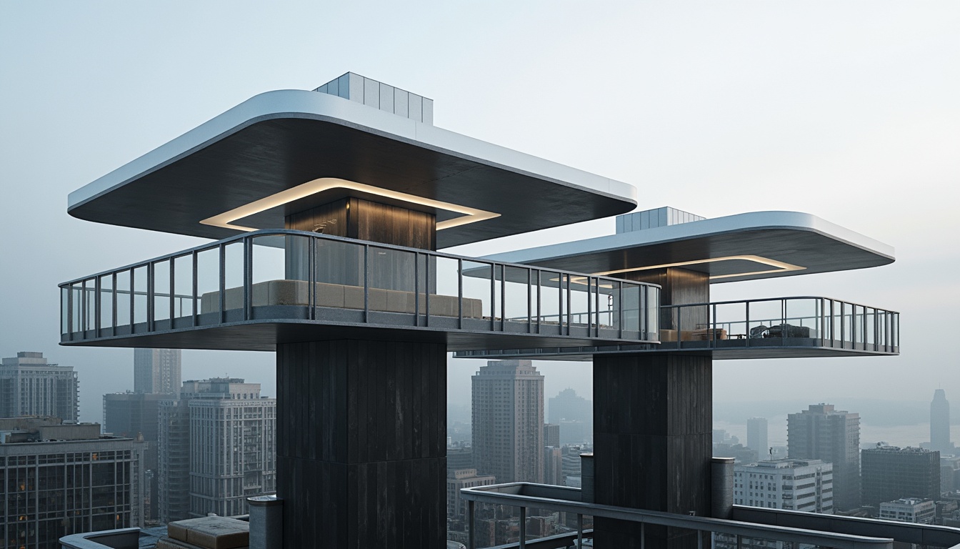 Prompt: Sleek watchtower, modernist architecture, minimalist design, clean lines, geometric shapes, metallic materials, reflective glass surfaces, cantilevered structures, open floor plans, industrial chic aesthetic, urban cityscape, misty morning atmosphere, dramatic backlighting, shallow depth of field, 1/2 composition, panoramic view, realistic textures, ambient occlusion.