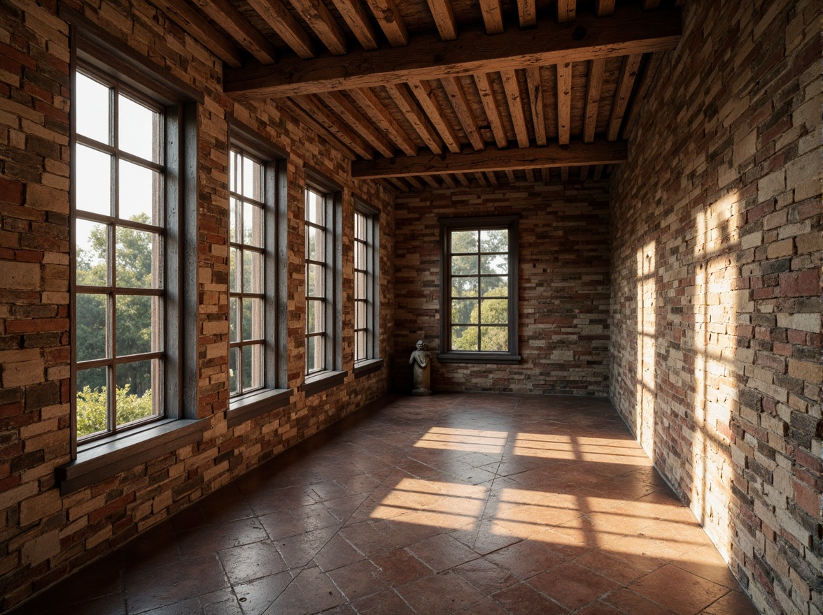 Prompt: Rustic wooden planks, distressed metal panels, rough stone walls, tactile brick facades, earthy terracotta tiles, organic natural forms, intricate carved details, warm ambient lighting, shallow depth of field, 1/2 composition, realistic textures, ambient occlusion.