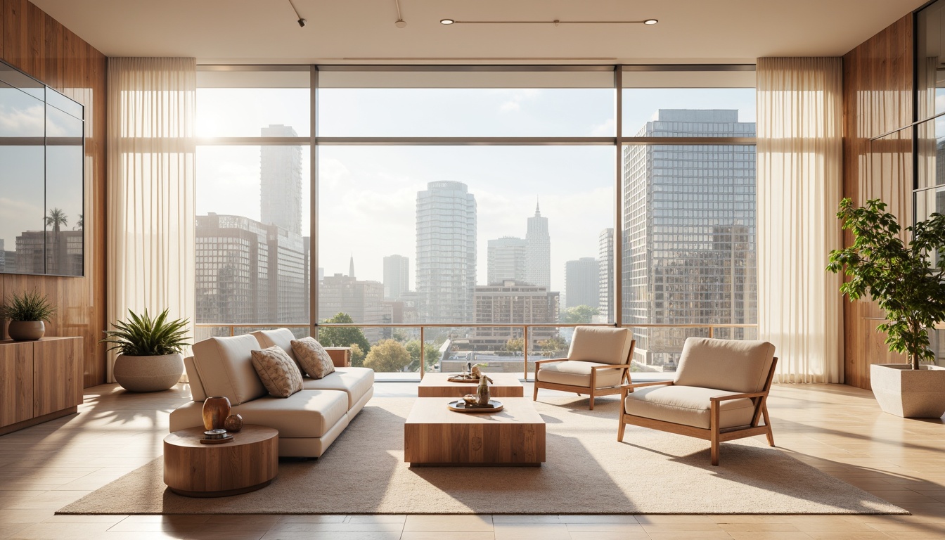 Prompt: Neutral background, pastel hues, soft peach tones, creamy whites, rich wood accents, metallic silver highlights, sleek glass surfaces, minimalist decor, modern furniture pieces, open floor plans, abundant natural light, floor-to-ceiling windows, urban cityscape views, afternoon sunlight, subtle shadows, high contrast ratio, 1/2 composition, realistic reflections, ambient occlusion.Please let me know if this meets your requirements!