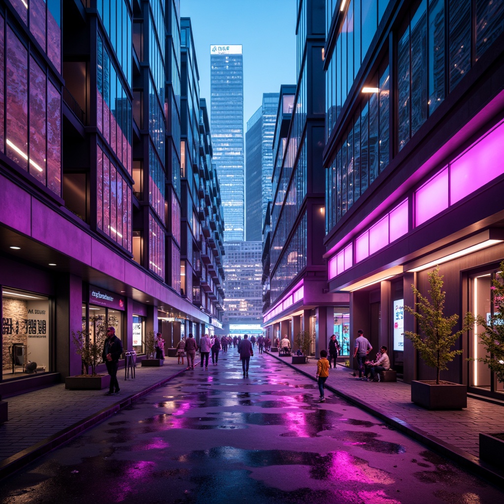 Prompt: Futuristic cityscape, neon-lit skyscrapers, iridescent glass facades, metallic surfaces, holographic advertisements, virtual reality interfaces, cyberpunk alleys, dystopian landscapes, retro-futuristic accents, vibrant purple hues, electric blue tones, hot pink highlights, luminescent green accents, stark contrast, high-saturation colors, abstract geometric patterns, 3D modeling, low-poly textures, ambient occlusion, cinematic lighting, wide-angle lenses, shallow depth of field.