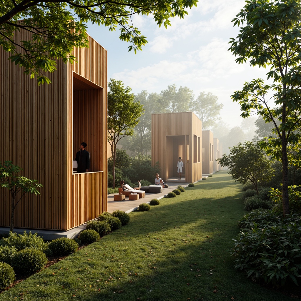 Prompt: Eco-friendly bamboo structures, organic shapes, natural textures, earthy tones, sustainable materials, minimal carbon footprint, tropical environments, lush greenery, misty mornings, soft warm lighting, shallow depth of field, 1/1 composition, intimate views, realistic renderings, ambient occlusion.