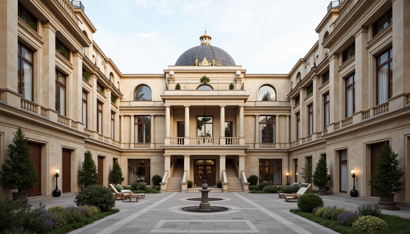 Prompt: Elegant classical buildings, symmetrical facades, harmonious proportions, grand entranceways, ornate details, Corinthian columns, arches, domes, natural stone materials, earthy tones, soft warm lighting, shallow depth of field, 1/2 composition, realistic textures, ambient occlusion.