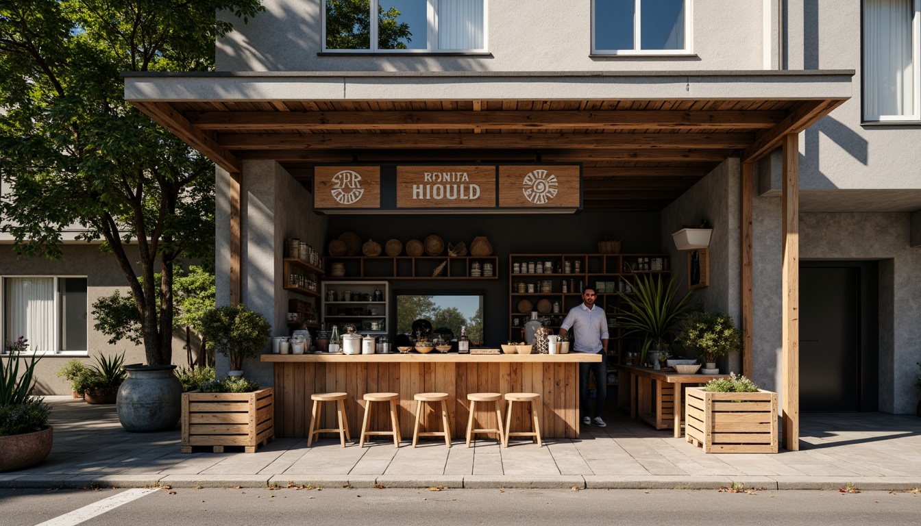 Prompt: Simple market stall, minimalistic facade, clean lines, monochromatic color scheme, industrial materials, metal beams, wooden crates, vintage signage, rustic textures, natural light, soft shadows, shallow depth of field, 1/1 composition, intimate scale, warm atmosphere, morning sunlight, subtle reflections, realistic weathering, ambient occlusion.