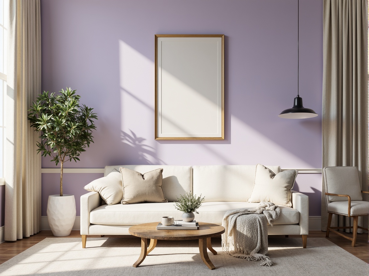 Prompt: Periwinkle accent walls, soft pastel hues, calming atmosphere, creamy whites, rich wood tones, luxurious fabrics, velvety smooth textures, ornate gold frames, elegant typography, sophisticated color palette, subtle contrast, harmonious balance, soothing ambiance, natural light pouring, delicate shadows, 1/2 composition, intimate scale, realistic renderings, ambient occlusion.