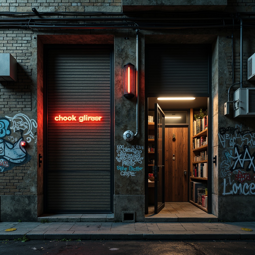 Prompt: Gritty urban facade, distressed concrete walls, exposed brick textures, metallic accents, industrial pipes, rusty steel beams, worn wooden planks, faded graffiti, neon signage, dramatic nighttime lighting, high contrast ratio, shallow depth of field, 1/1 composition, realistic materiality, ambient occlusion.Please let me know if this meets your requirements!