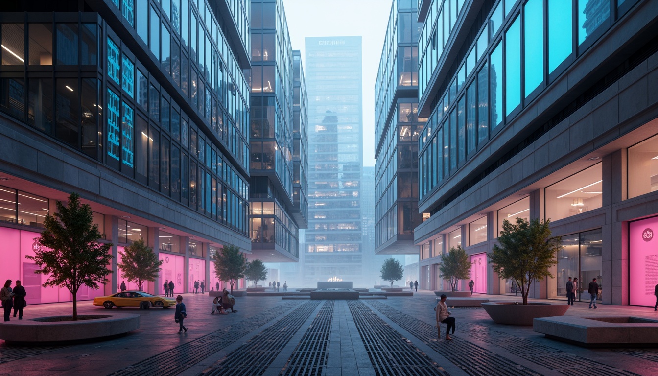 Prompt: Futuristic cityscape, sleek skyscrapers, metallic reflections, neon lights, vibrant color schemes, angular shapes, minimalist designs, granite flooring, polished stone surfaces, high-tech gadgetry, holographic displays, cyberpunk atmosphere, urban landscape, misty foggy weather, dramatic backlighting, cinematic composition, shallow depth of field, 3/4 framing, panoramic view, realistic textures, ambient occlusion.