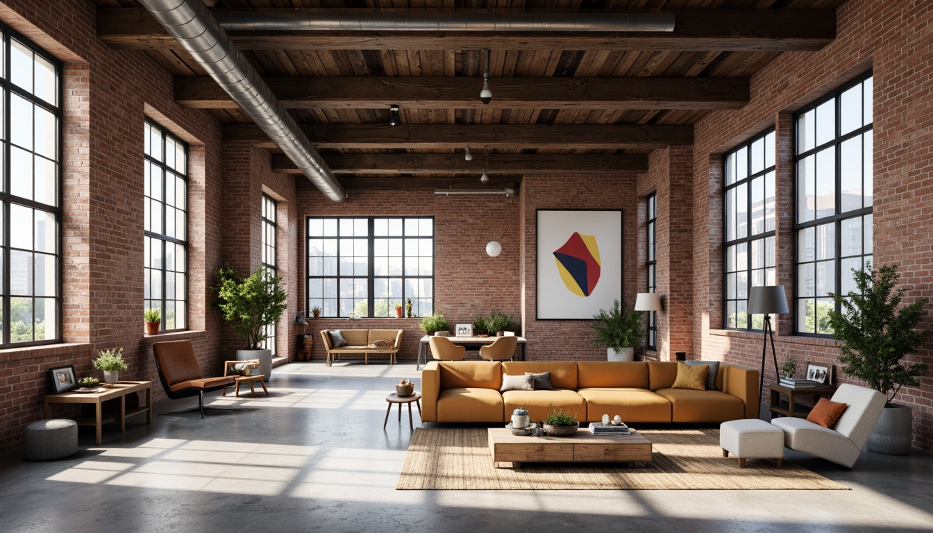 Prompt: Urban cityscape, industrial heritage, exposed brick walls, steel beams, concrete floors, minimalist decor, functional typography, primary color palette, geometric shapes, rectangular forms, clean lines, raw materials, metal accents, reclaimed wood, urban lofts, open floor plans, large windows, natural light, soft shadows, high contrast ratio, 1/1 composition, realistic textures, ambient occlusion.