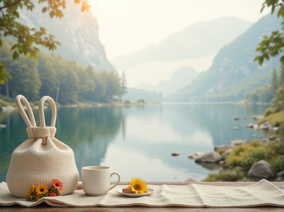 Prompt: Soothing serenity atmosphere, calming pastel hues, gentle misty blues, soft creamy whites, warm beige tones, natural wood textures, subtle linen patterns, delicate florals, peaceful lakeside scenery, serene mountain vistas, gentle water features, soft focus photography, shallow depth of field, 1/1 composition, warm golden lighting, realistic ambient occlusion.