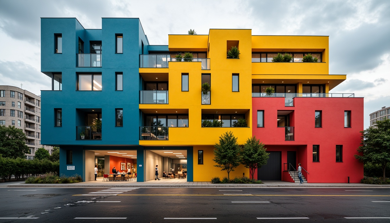 Prompt: Primary colors, geometric shapes, minimalist design, industrial materials, steel beams, concrete structures, functional simplicity, rectangular forms, circular motifs, triangular compositions, bold typography, abstract patterns, urban landscapes, cloudy skies, dramatic lighting, high contrast, 1/1 composition, low-angle shot, cinematic atmosphere, realistic textures, ambient occlusion.