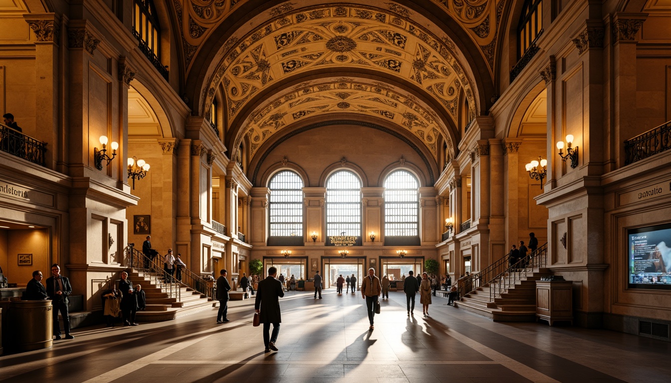 Prompt: Grandiose metro station, Romanesque archways, vaulted ceilings, ornate columns, intricate carvings, warm golden lighting, luxurious marble floors, grand staircases, sweeping curves, majestic entrance halls, urban cityscape, bustling crowds, morning rush hour, soft natural light, shallow depth of field, 1/2 composition, realistic textures, ambient occlusion.