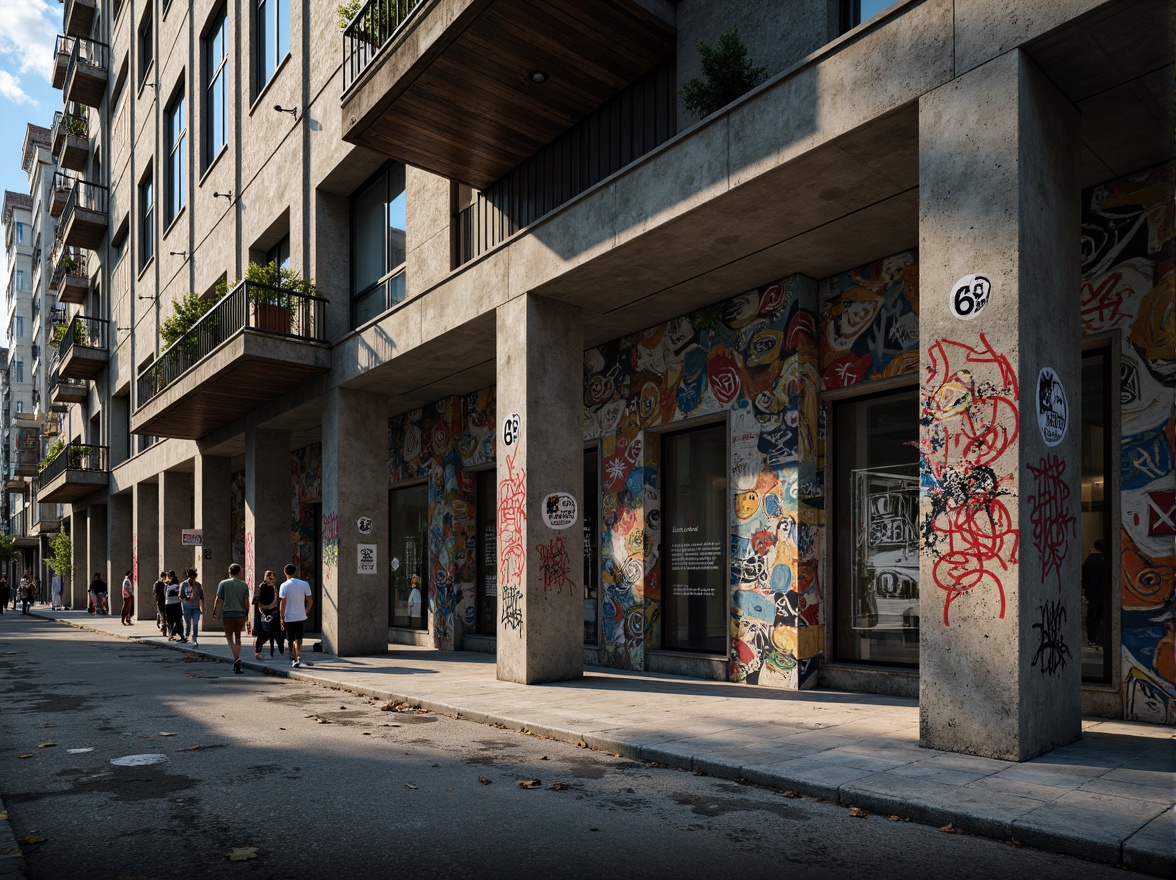 Prompt: Rugged concrete facade, distressed finishes, industrial metal accents, gritty urban atmosphere, high-contrast shadows, dramatic lighting effects, bold architectural forms, geometric patterns, weathered stone walls, rusty steel beams, abstract graffiti, vibrant street art, dynamic cityscape, fast-paced action sequence, cinematic camera angles, intense close-ups, sharp focus, shallow depth of field.