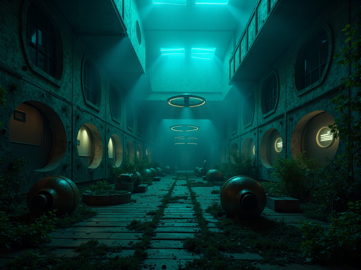 Prompt: Mysterious underwater scene, dark cyan water, eerie bioluminescent creatures, glowing jellyfish, abandoned shipwreck, rusty metal propellers, worn wooden planks, dimly lit portholes, vintage diving equipment, mysterious seaweed forests, soft ocean currents, shallow depth of field, cinematic lighting, 1/2 composition, realistic textures, ambient occlusion.