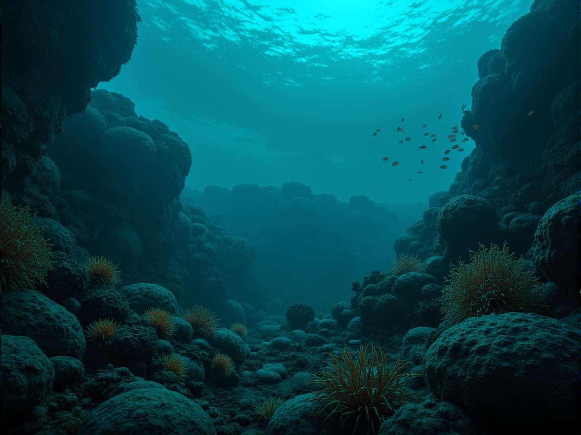 Prompt: Mysterious underwater world, dark cyan hues, bioluminescent organisms, glowing jellyfish, coral reefs, schools of fish, oceanic plants, misty atmosphere, soft blue-green lighting, shallow depth of field, 1/1 composition, macro photography, realistic textures, ambient occlusion, subtle gradient effects.