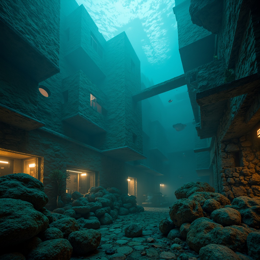 Prompt: Mysterious underwater scene, dark cyan hues, glowing bioluminescent creatures, eerie fog, ancient ruins, mysterious artifacts, metallic structures, neon-lit coral reefs, shimmering scales, iridescent fish, misty ocean surface, warm golden lighting, shallow depth of field, 1/1 composition, cinematic atmosphere, realistic water textures, ambient occlusion.