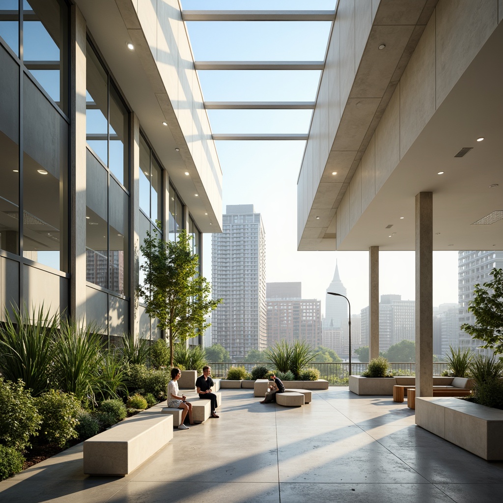 Prompt: Spacious open-plan interior, floor-to-ceiling windows, sliding glass doors, minimal obstructions, reflective surfaces, light-colored walls, sleek modern furniture, abundance of natural light, airy atmosphere, greenery-filled courtyards, skylights, clerestory windows, solar tubes, mirrors, prismatic lenses, diffused soft lighting, warm color tones, cozy reading nooks, comfortable seating areas, panoramic city views, bustling urban landscape, morning sunbeams, gentle afternoon illumination.