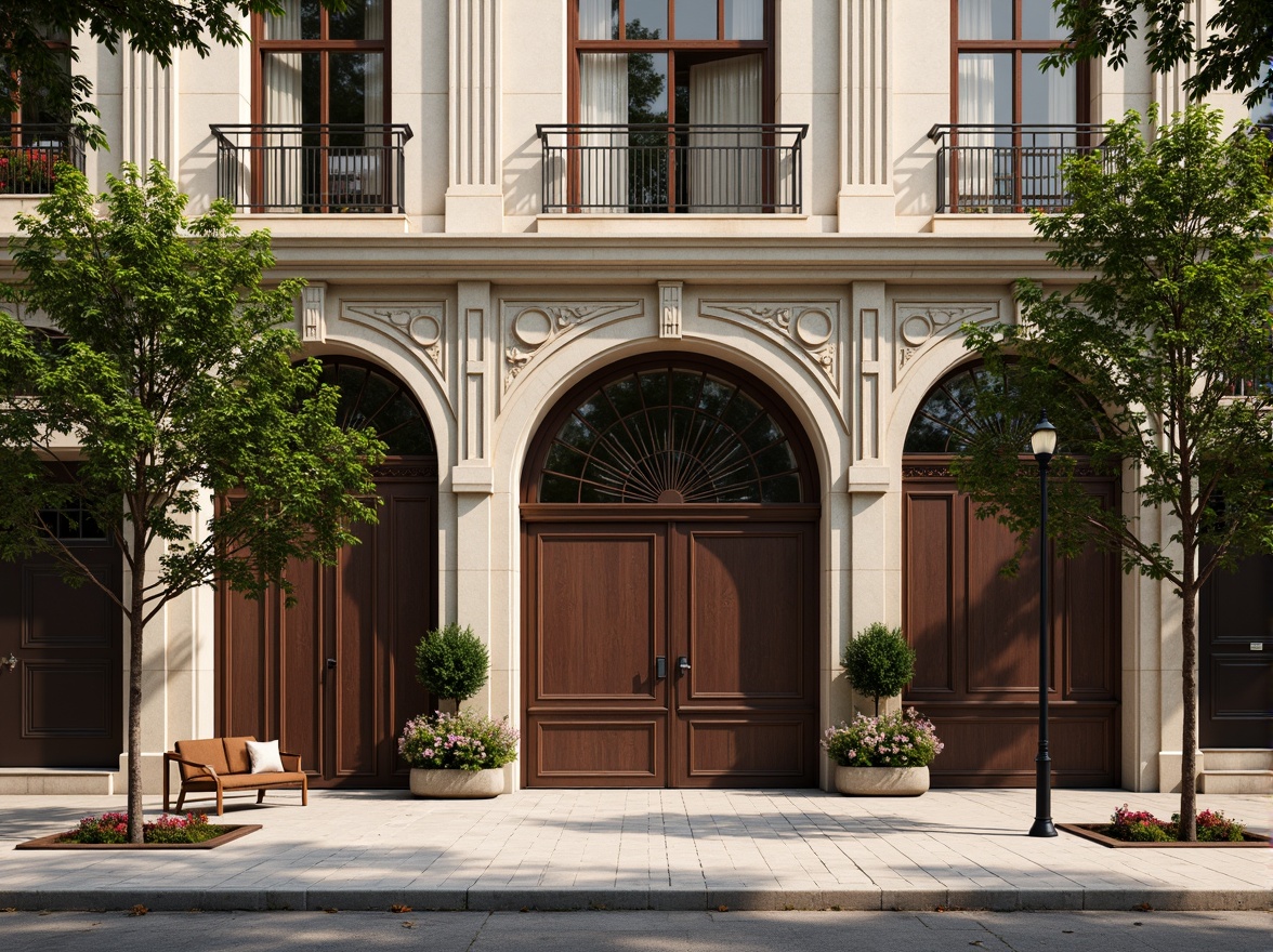 Prompt: Historic building facade, ornate details, rustic stone walls, grand entrance gates, vintage lamp posts, charming street furniture, pedestrian-friendly sidewalks, lush greenery, vibrant flower beds, contextual materials, earthy color palette, natural textures, soft warm lighting, shallow depth of field, 3/4 composition, panoramic view, realistic renderings, ambient occlusion.