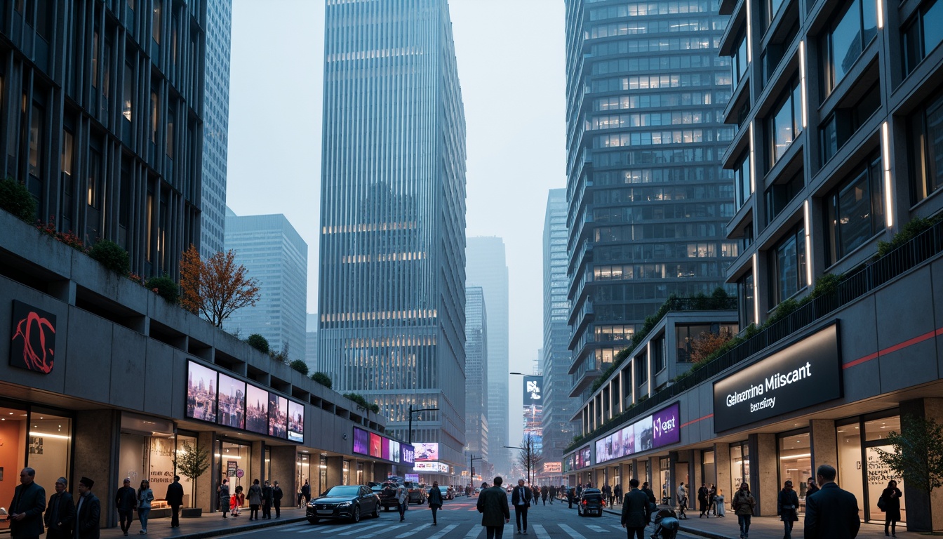 Prompt: Futuristic cityscape, neon lights, sleek skyscrapers, granite facade, metallic accents, angular lines, minimalist design, high-tech gadgets, holographic displays, levitating vehicles, robotic pedestrians, misty atmosphere, cinematic lighting, shallow depth of field, 3/4 composition, panoramic view, realistic textures, ambient occlusion.