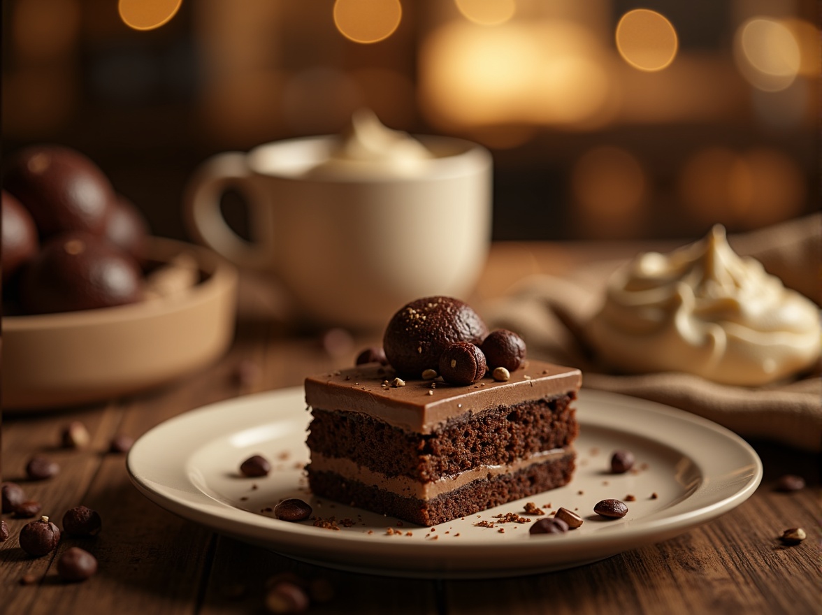 Prompt: Rich chocolate tones, warm beige accents, creamy ivory hues, deep umber shades, velvety smooth textures, indulgent dessert-inspired colors, luxurious golden lighting, soft focus, shallow depth of field, 1/2 composition, intimate atmosphere, cozy ambiance, comforting mood, sensual materials, elegant typography.