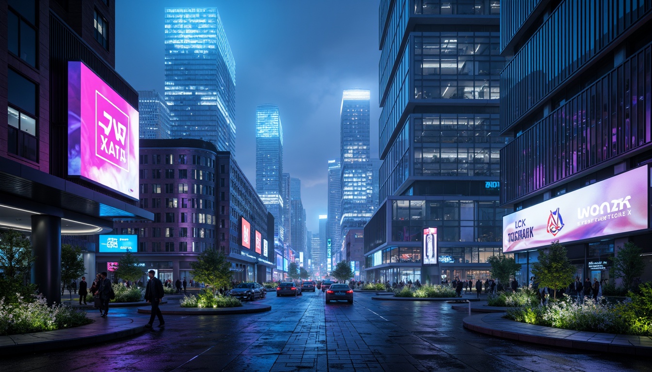 Prompt: Neon-lit futuristic cityscape, sleek metallic skyscrapers, holographic advertisements, vibrant electric blue hues, neon pink accents, iridescent purple shades, glowing green lines, chrome finishes, glossy black surfaces, geometric patterns, circuit board textures, high-tech gadgets, virtual reality interfaces, cyberpunk-inspired landscapes, misty atmospheric effects, soft box lighting, 1/2 composition, cinematic camera angles, realistic reflective materials.