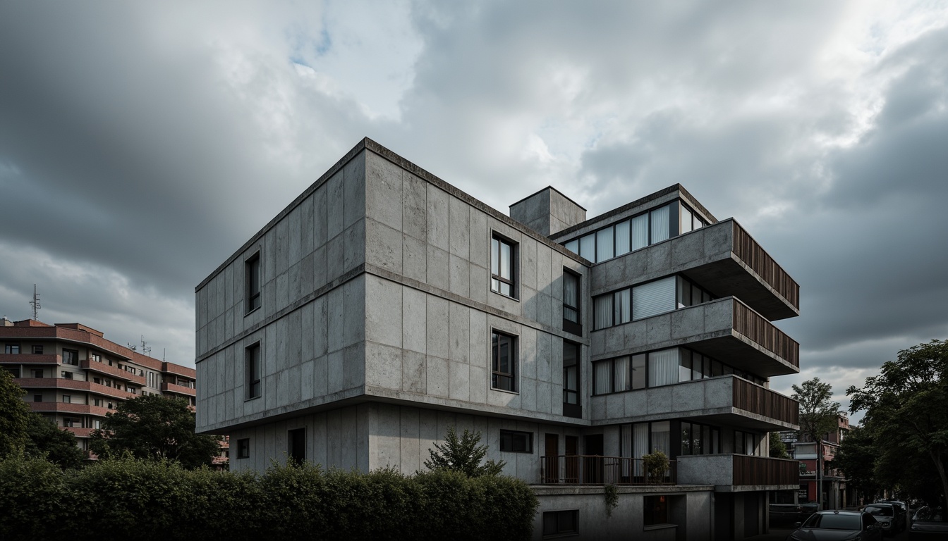 Prompt: Industrial building, fiber-cement facade, rough textured walls, reinforced concrete structures, modern architecture, urban cityscape, cloudy grey sky, dramatic high-contrast lighting, shallow depth of field, 2/3 composition, gritty realistic textures, ambient occlusion.