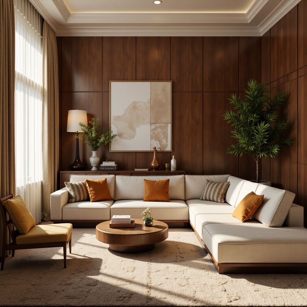 Prompt: Rich chocolate tones, warm beige accents, creamy whites, deep walnut browns, velvety smooth textures, luxurious interior design, cozy living room, modern furniture, soft golden lighting, shallow depth of field, 1/1 composition, realistic rendering, ambient occlusion.