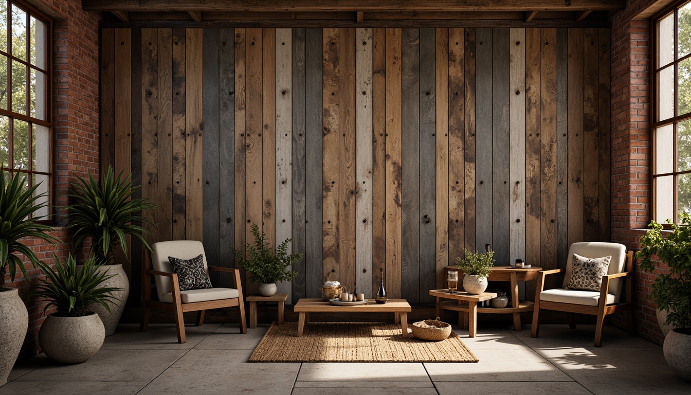 Prompt: Rustic wooden planks, distressed metal sheets, vintage brick walls, worn concrete floors, eclectic decorative tiles, intricate stone carvings, organic natural forms, earthy color palette, warm soft lighting, shallow depth of field, 1/1 composition, realistic textures, ambient occlusion, cozy intimate atmosphere.