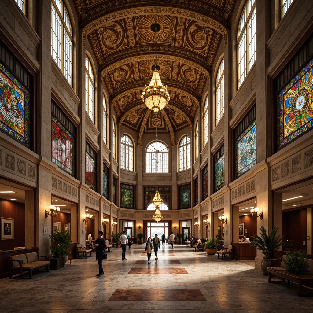 Prompt: Majestic high school building, grand arches, Byzantine-inspired architecture, ornate stone carvings, intricate mosaics, golden domes, richly patterned textiles, vibrant stained glass windows, ornamental columns, polished marble floors, luxurious chandeliers, dramatic lighting, 3/4 composition, low-angle shot, warm color palette, realistic textures, ambient occlusion.