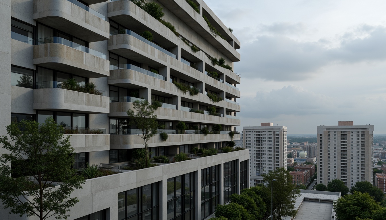 Prompt: Futuristic building facade, fiber-cement composite materials, industrial textures, modern architecture, urban cityscape, overcast sky, dramatic lighting, shallow depth of field, 2/3 composition, realistic render, ambient occlusion, atmospheric perspective, brutalist design, innovative sustainable materials, eco-friendly construction, green infrastructure, urban renewal projects.